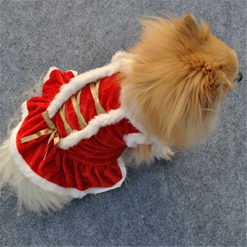 Kæledyr hvalp rød juletøj kjole tøj santa doggy kostumer tøj varm kæledyr tøj vinter efterår kostume pige hundetøj