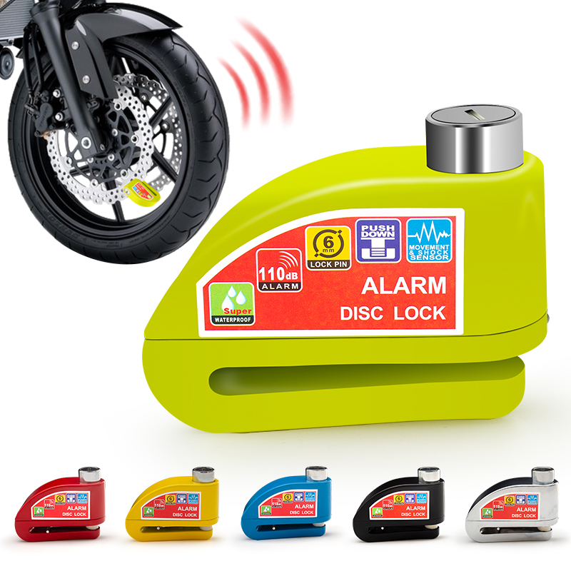 Allarme blocco bicicletta moto Protezione di sicurezza Lucchetto Disco Lega di alluminio Promemoria antifurto Borsa per lucchetto a corda Accesso moto