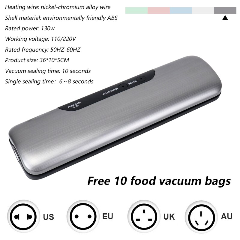 Küche Vakuum Versiegelung Maschine Lebensmittel Schoner 110V 220V Elektrische Hause Xaomi Vakuum Lebensmittel Sealer Einschließlich 10 stücke Lagerung taschen