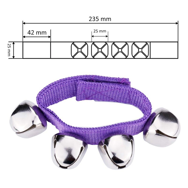 20 polsen met jingle bells muziek ritme speelgoed, willekeurige kleuren, schoolinstrumenten