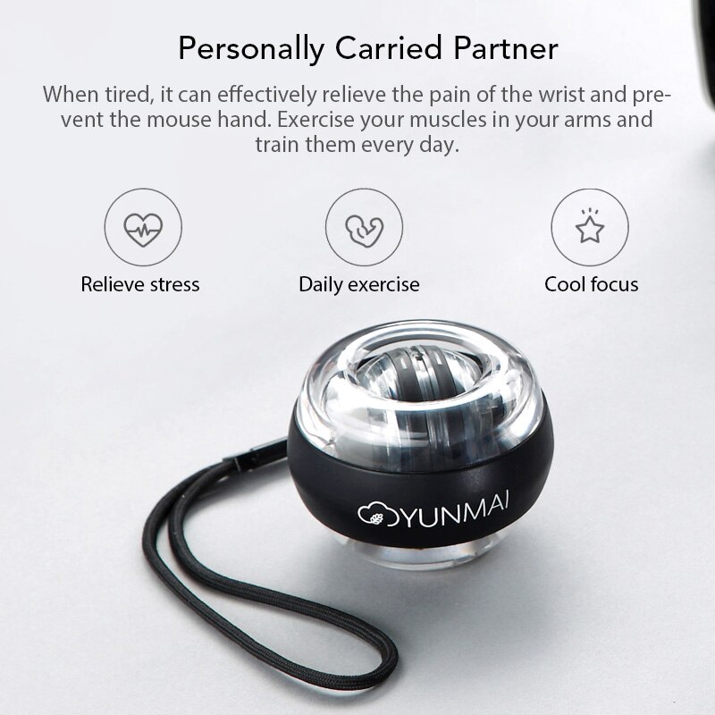 Yunmai Anti-Stress Wrist Trainer LED Gyroball Essential Spinner Gyroscopic Forearm Exerciser Gyro Ball Mi Home Kit
