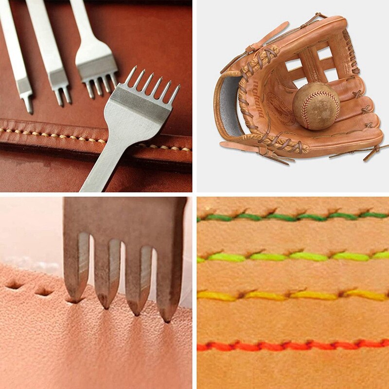 Herramienta de costura de cuero, cincel para cuero, 1/2/4/6 puntas, para costura artesanal, cincel de cuero (3mm), 4 Uds.