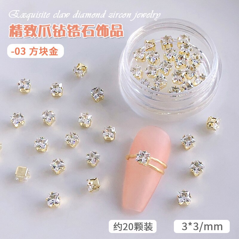 20 stk/potte negle dekoration udsøgt klo diamant zirkon smykker negle tilbehør til negle manicure skønhed: 03