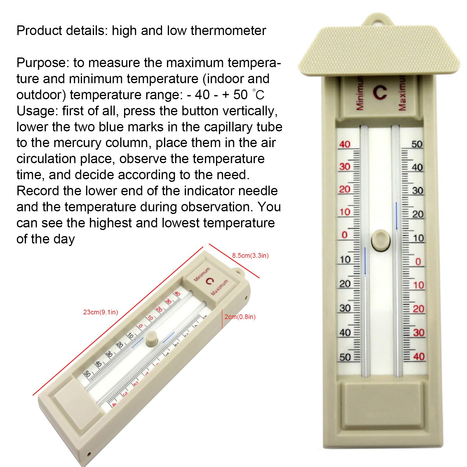 Efecto invernadero del higrómetro del termómetro de Interior de efecto invernadero herramienta-40-50 máximo mínimo de alta y baja termómetro