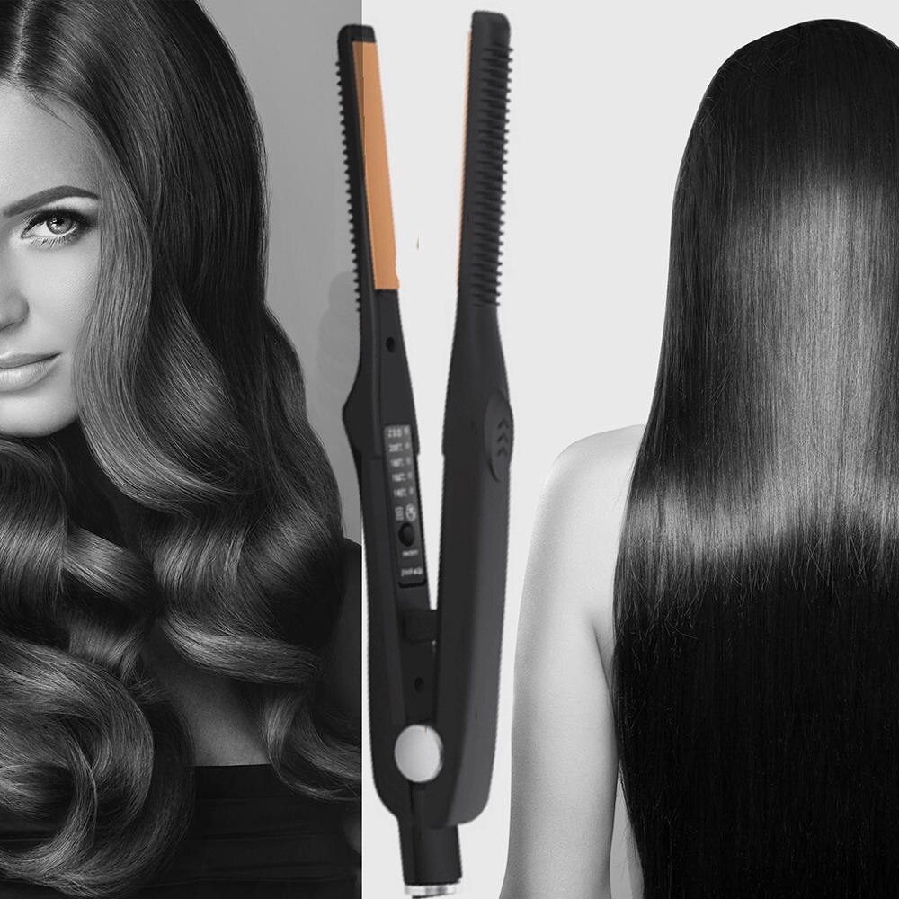 Ultra-Thin Hair Straightener & Curler Ceramic Flat Iron For Short Hair Women And Men Fast Styling Tool