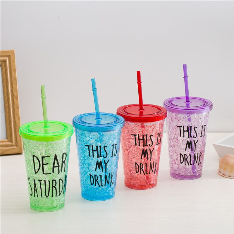 US STOCK Double Plastic Ice Cup: Letter Random