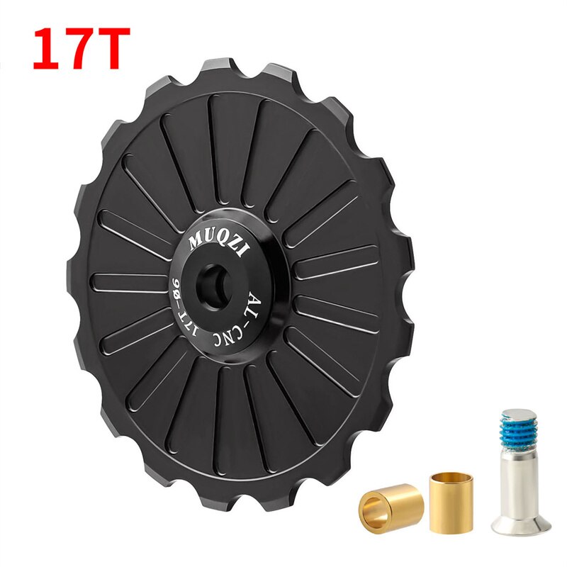 MUQZI 11/12/13/14/15/16/17T Rear Derailleur Jockey Wheel Ceramic Pulley MTB Pulleys Road Bike Ceramics Bearing Guide Wheel: 17T Black