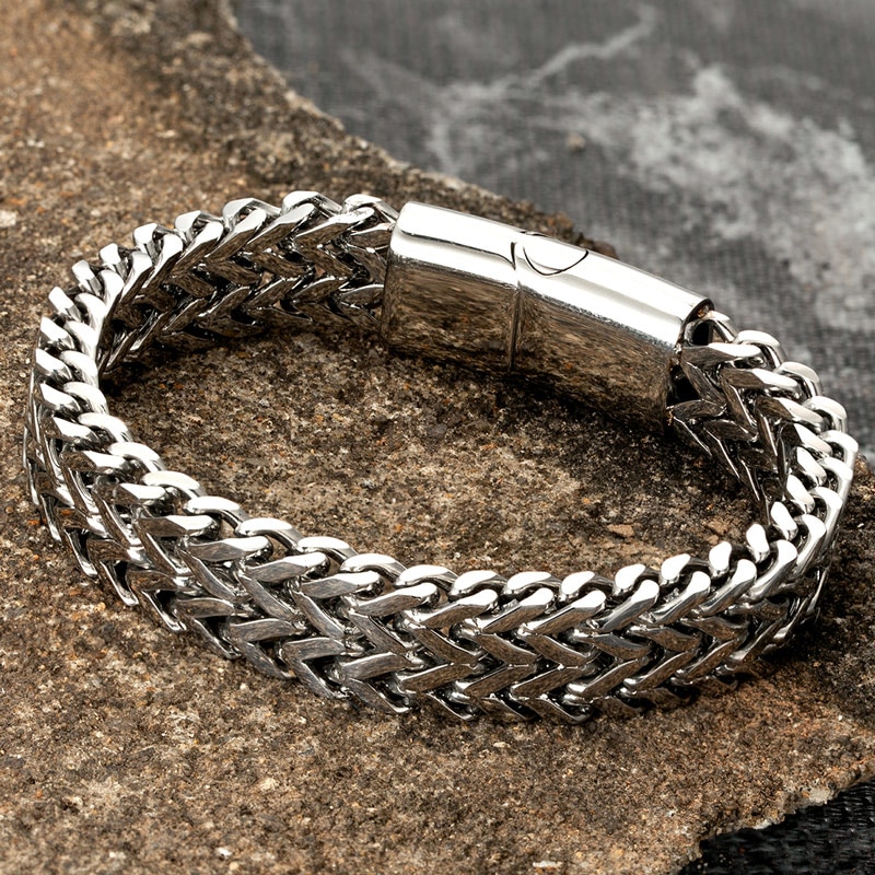 Edelstahl Kette Männer Armbinde Punk Hand Zubehör Magnet Verschluss Armbinde Männlichen Schmuck Freunde