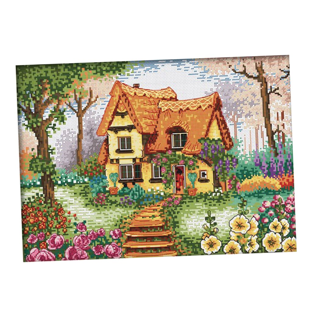 11CT Stamped Cross Stitch Kits Sew Patterns Cross-Stitch Pattern Beautiful House