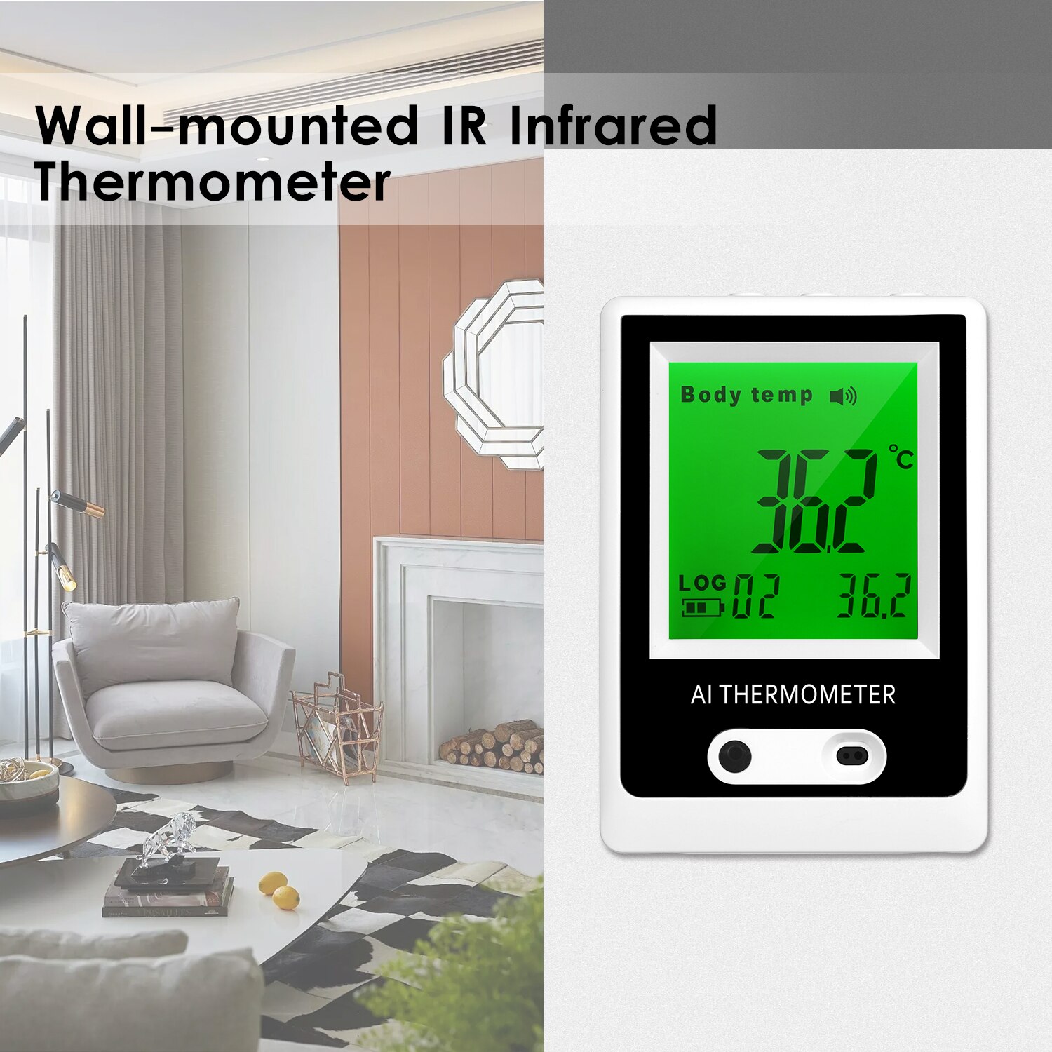 Non-Contact Infrared Thermometer Intelligent Thermometer Wall Mounted Thermodetector AI Alarm Thermometer ℃/℉ Switchable