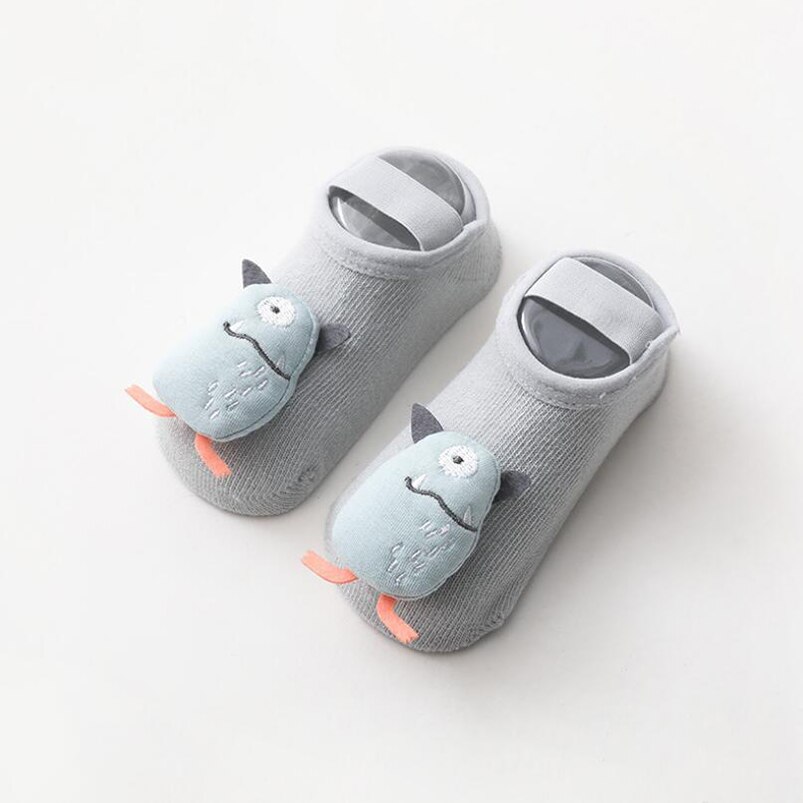 Chaussettes 3D motif lapin/fleur/hérisson, pour enfants, vêtements pour garçons et filles, chaussettes de sol à semelle en caoutchouc: c / 1 to 3t