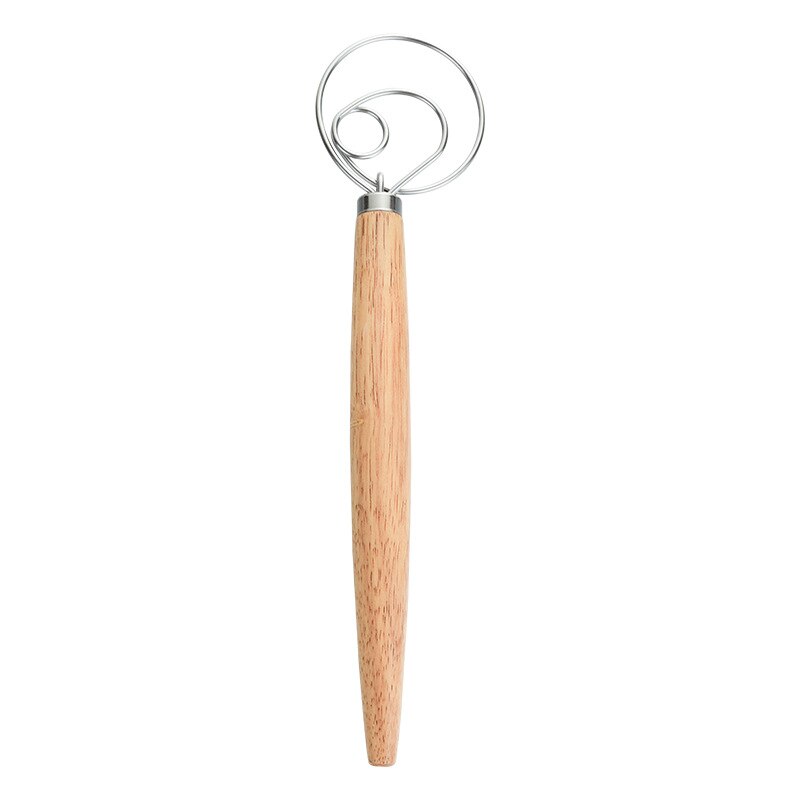 13 inch oak handle flour coil mixer, whisk, flour stick, kitchen baking tool.: Default Title