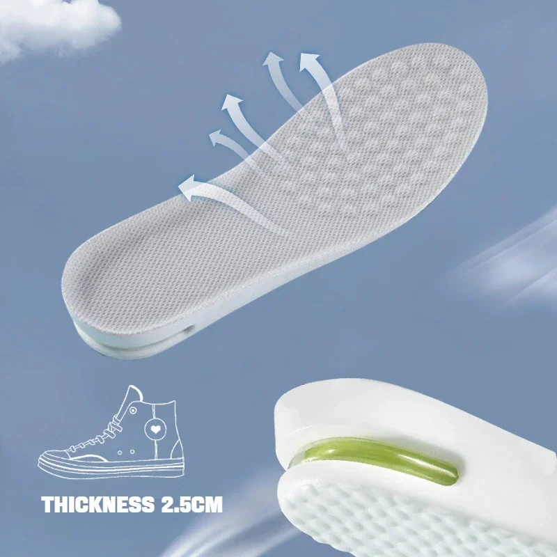 Plantillas para calzado deportivo con aumento de altura, insertos ortopédicos suaves y transpirables elásticos que absorben los golpes para hombres y mujeres con cojín de aire: Azul / 4.5