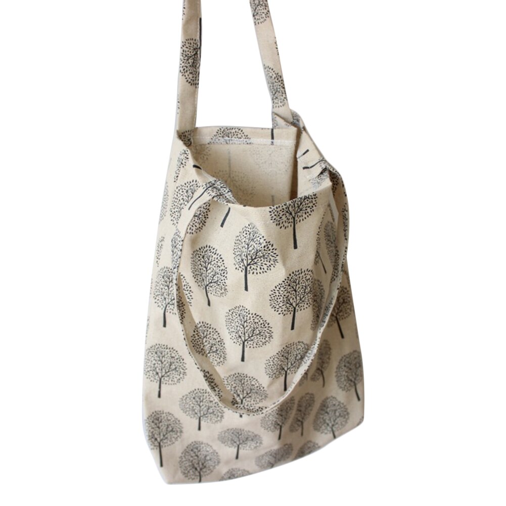 Women Foldable Reusable Shopping Bag Eco Handbag Beach Bag Big Capacity Casual Canvas Shoulder Bag Flower Print Tote