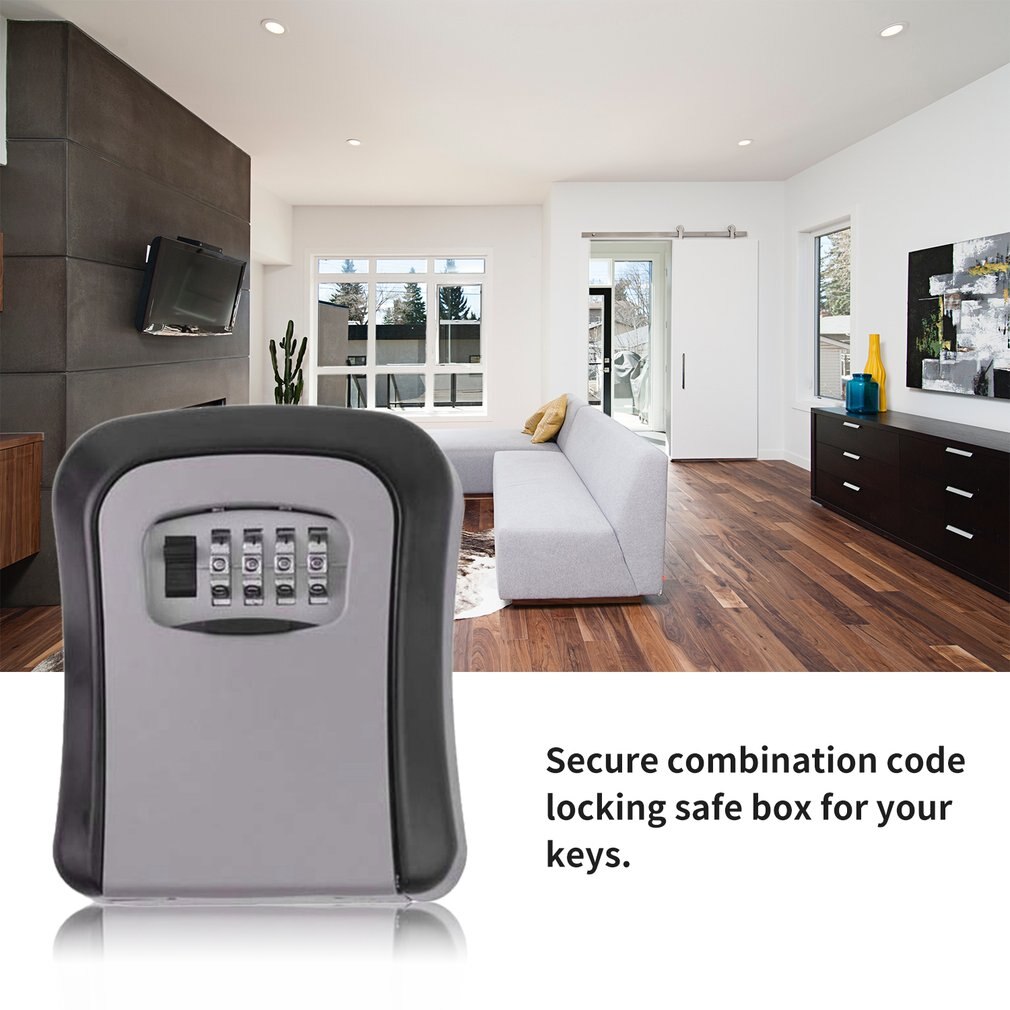 4 Digit Password Combination Key Safe Security Storage Box Lock Case Wall Mount LockStorage Box Security Safes OS5402