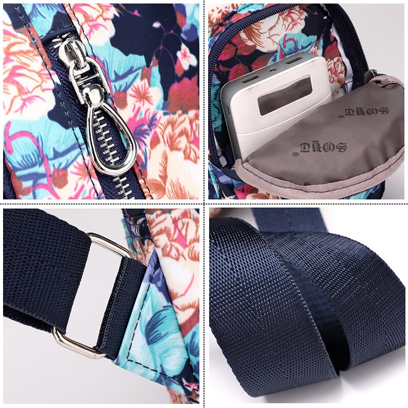 Motivo Floreale di modo Delle Signore di Sacchetto di Petto di Alta Qualità Warterproof Borsa Da Viaggio in nylon Sacchetto di Crossbody per Le Donne fionda Borsa messaggero Borsa