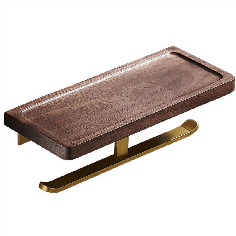 Portasciugamani di carta in legno porta rotolo di carta igienica solido porta rotolo di carta igienica da bagno senza punzonatura ottone di alta qualità: With groove 30cm