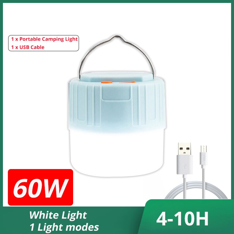 500w led camping lommelygte genopladelig lanterne til udendørs telt lampe bærbare lanterner nødsituationer varmt og hvidt lys til grill: Hvidt lys