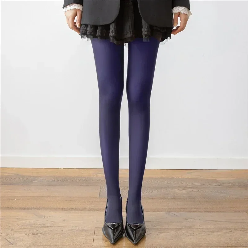Trendix-medias rojas nuevas para mujer, pantimedias de encaje transparentes súper elásticas, medias sexis ajustadas y elegantes color Burdeos para invierno: Caqui