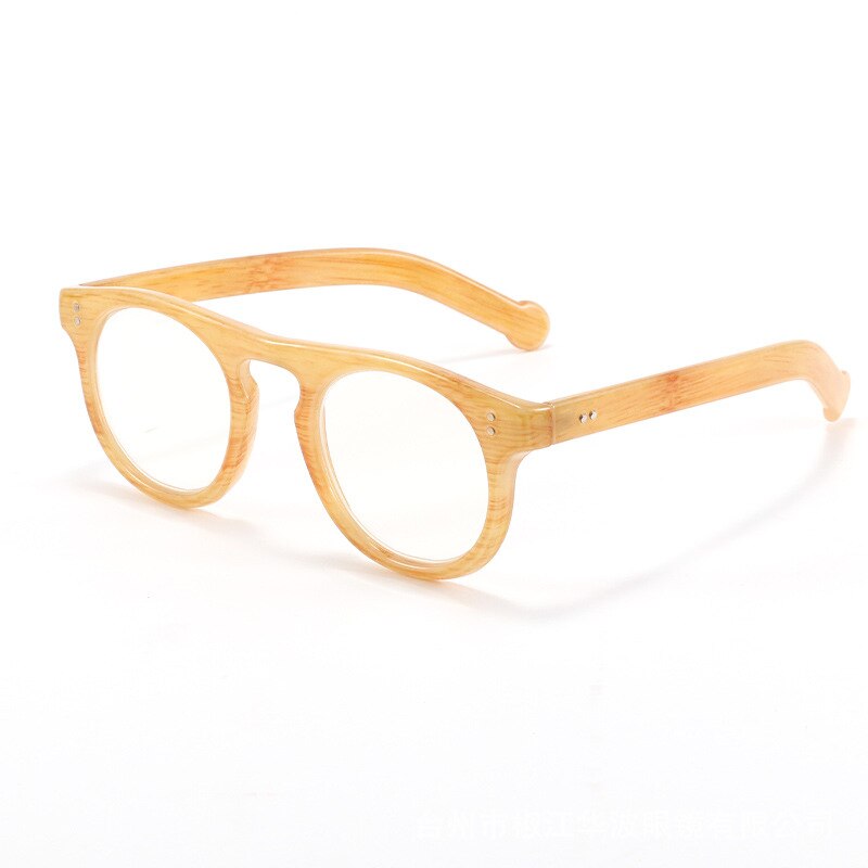 Ahora Retro Houtnerf Leesbril Anti Blauw Licht Ronde Verziend Eyeglasse + 1.0 + 1.5 + 2.0 + 2.5 + 3.0 + 3.5 Vrouwen &amp; Mannen Verziendheid: +350 / YELLOW