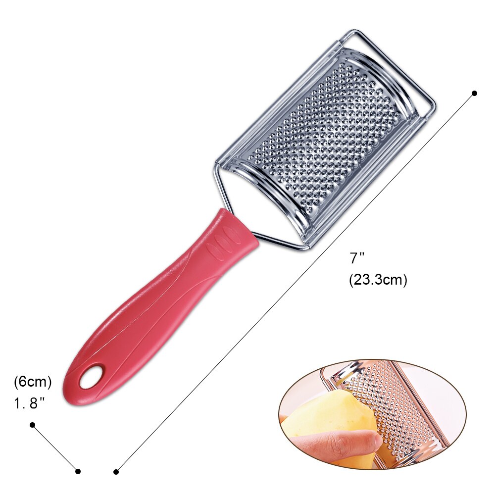 Stainless Steel Cheese Grater Multi-Purpose Kitchen Food Graters For Cheese Chocolate Butter Fruit Vegetable Non-slip Handle: Rood