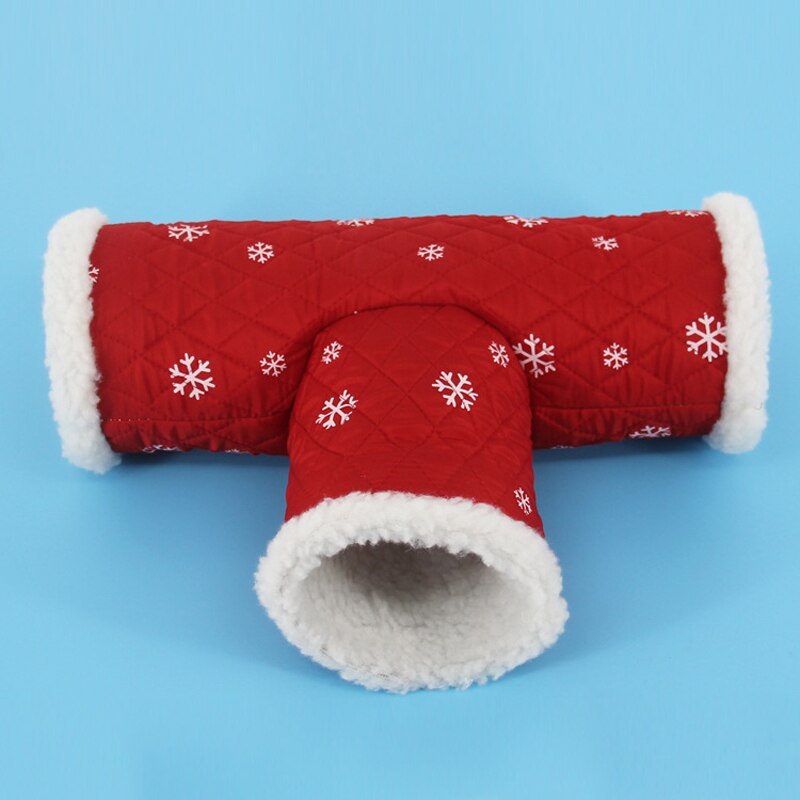 Túneles de tubos de juguete para hámster, jaula cálida para hámster, casa para loros, jaula para pájaros, erizo, Chinchilla, suministros para mascotas: T Shape Red