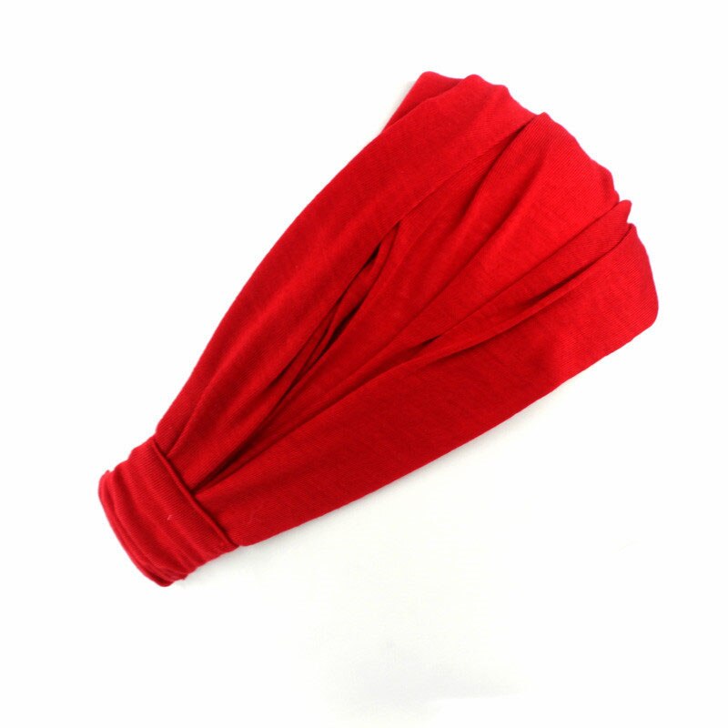 Stretchy dame bomuld hårbånd pandebånd kvinders pandebånd wrap hovedtørklæde kasket 2 in1 bandana turban hårtilbehør til piger: Rød