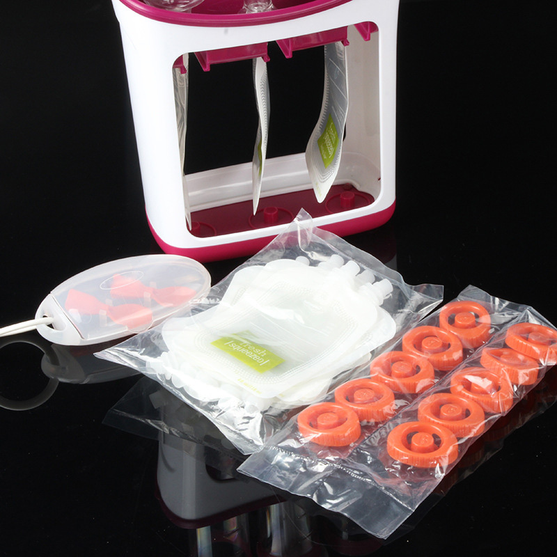 Estación de distribución de alimentos para bebés, organizadora de contenedores de almacenamiento, máquina de envasado de frutas y puré, máquina de alimentos para bebés, triangulación de envíos: Standard-with spoons