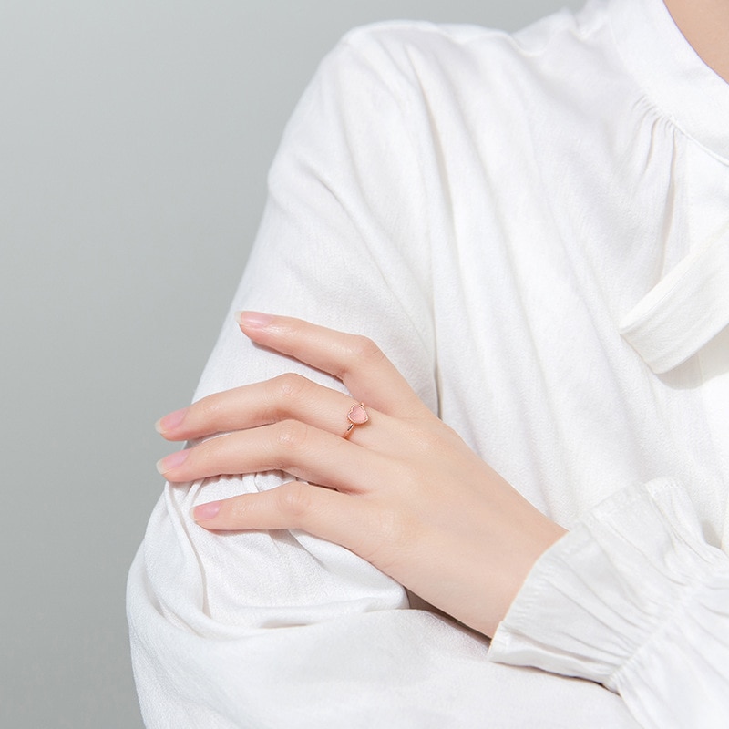 Modiaanse romantische roze opaal harten roségouden kleur open verstelbare ringen voor vrouwen fijne sieraden valentijnsdag