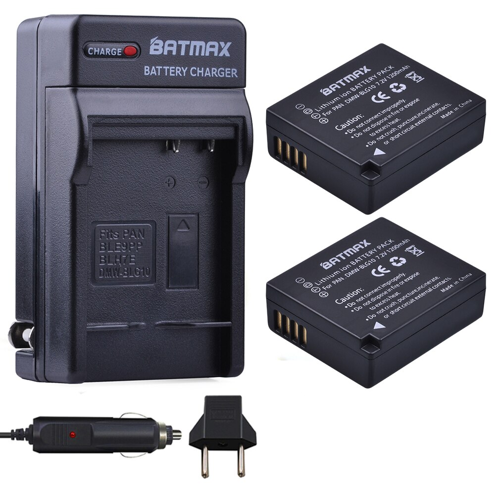 2 Stks DMW-BLG10 BLG10E DMW-BLG10PP Batterij + Oplader voor Panasonic DMC-GF6 GF3 GF5 GX7 GX80 GX85 GX7 Mark II, DMC TX1 DMC-LX100