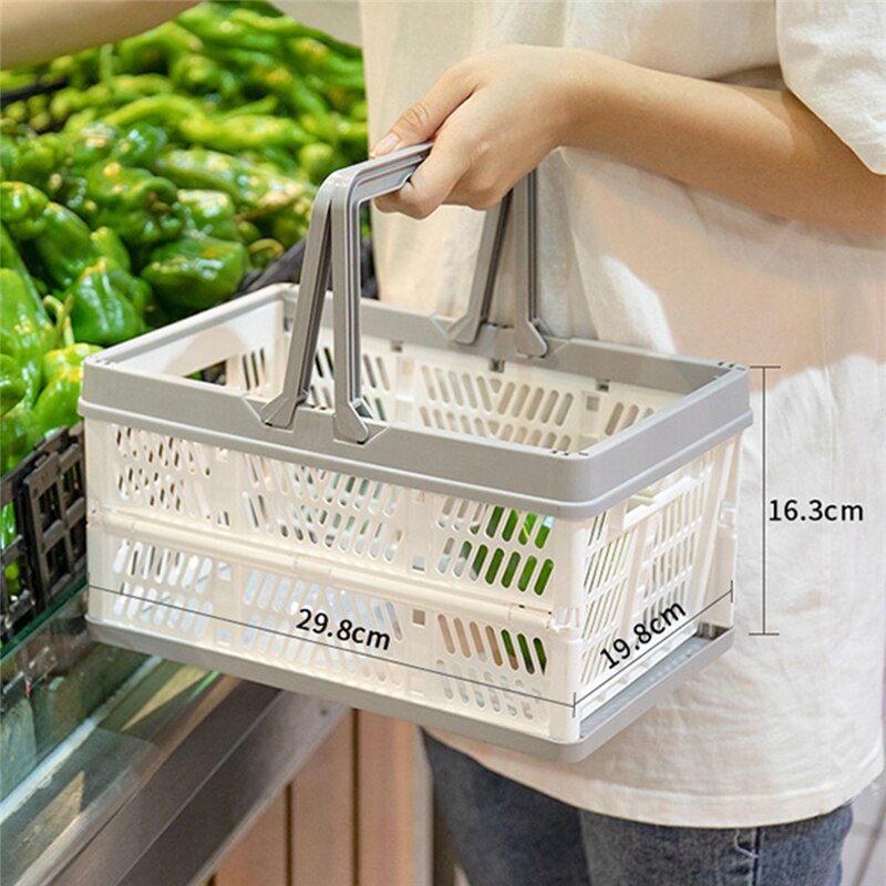 Folding Storage Basket Portable Food Snack Storage Basket Picnic Shopping Convenient Hand Basket Home Multi-purpose Basket