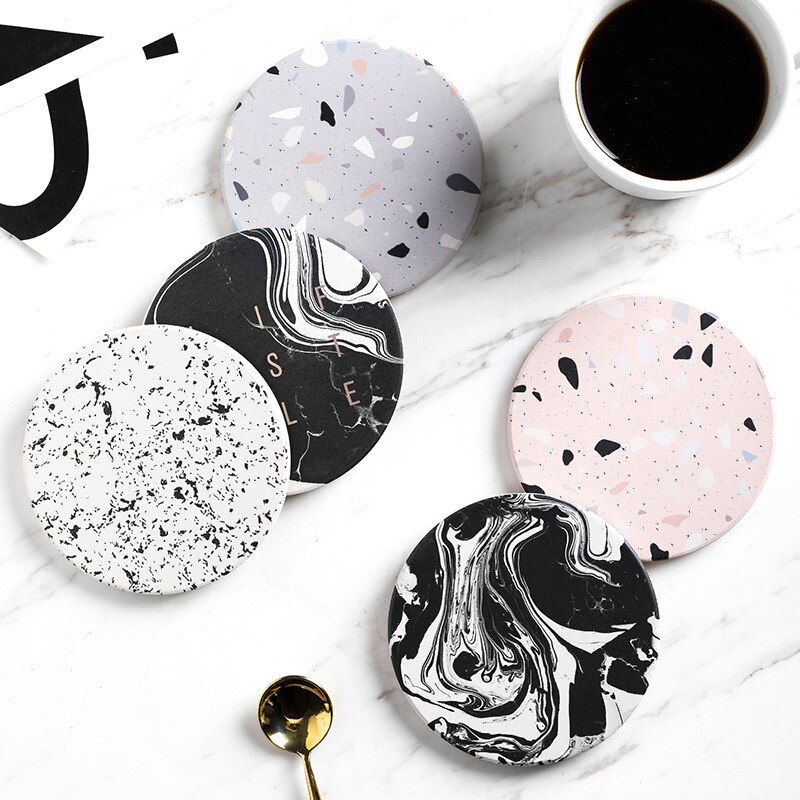 Coaster nordisk keramisk absorberende skridsikker kaffekoppude isoleringspude korkbund klassisk face coaster drink