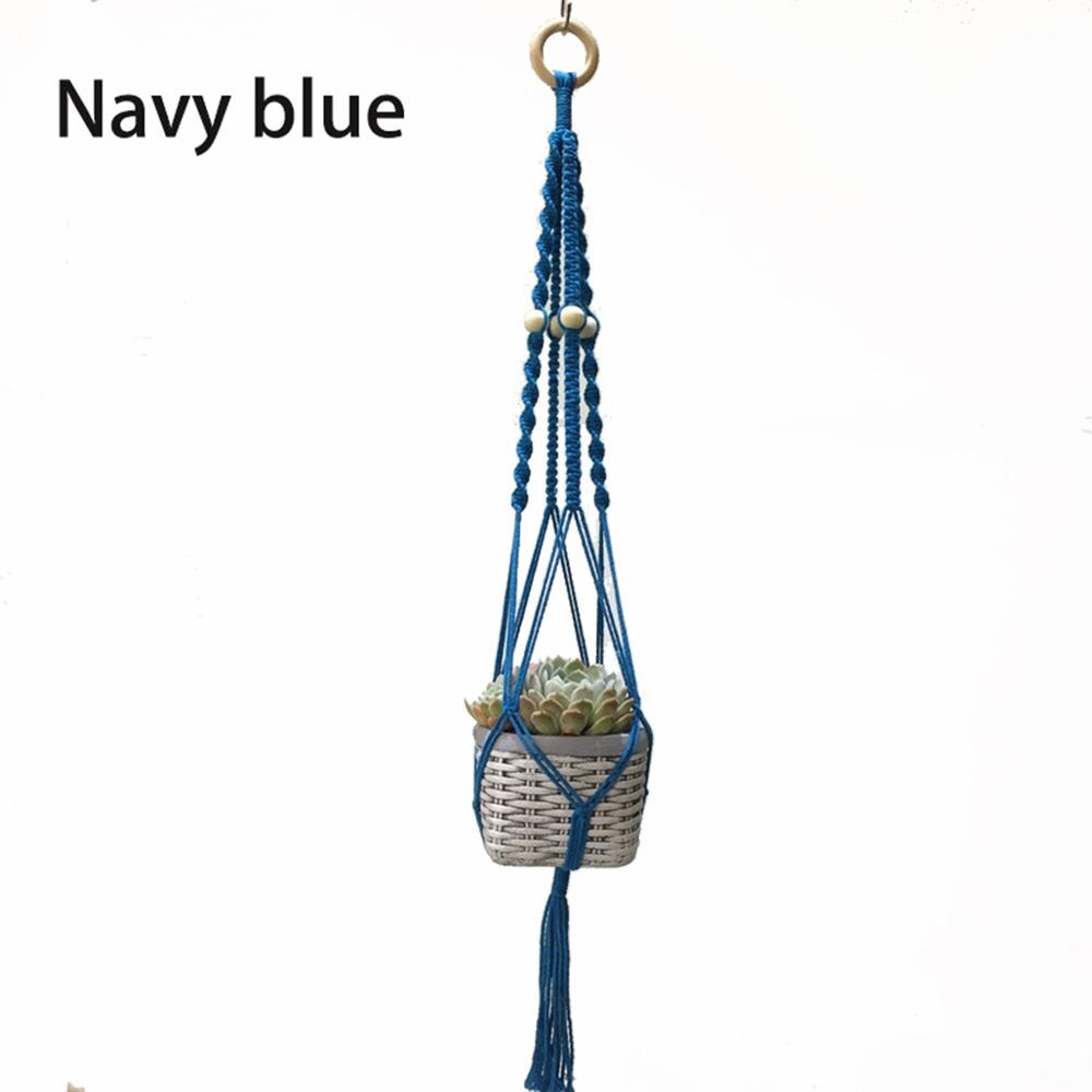 handmade macrame plant hanger balcony macrame plant hanger macrane pot tray: Blue