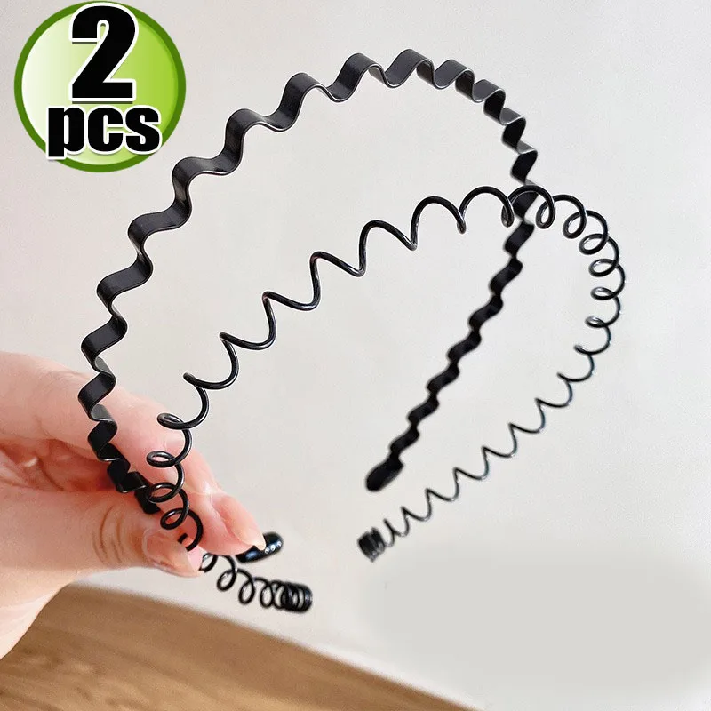 1/6pcs Metal Hair Band Men Women Unisex Black Wavy Hair Head Hoop Band Sports Headband Hairband Hair Accessories: green