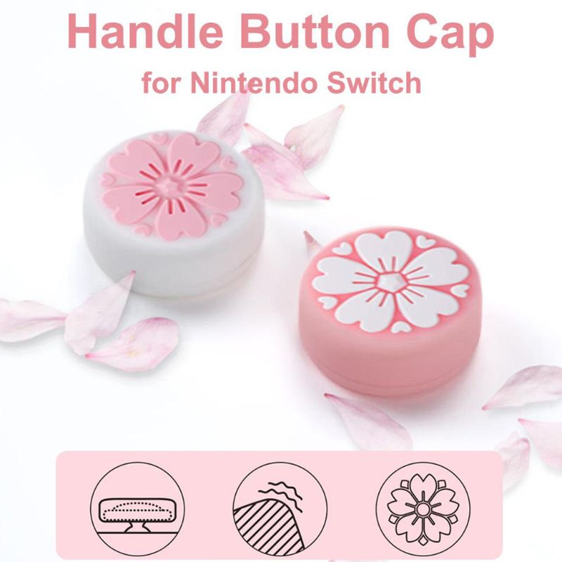 4 stuks kersenbloesem joystick cover duim siliconen doppen voor de nintendo switch lite handgreep beschermhoes accessoires