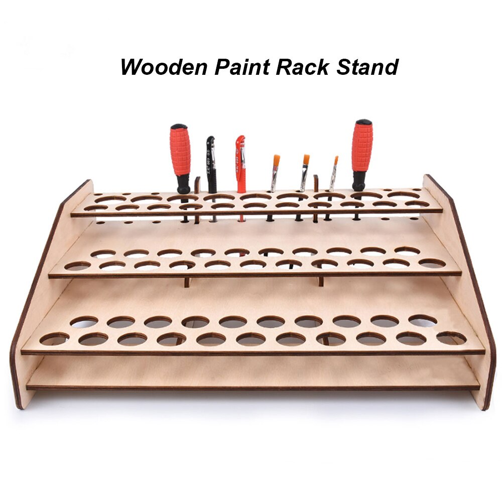 DIY Wooden Paint Rack Stand Painting Ink Bottle Storage Holder Organizer Pigment Shelf Paintings Bracket Brushes Tool Stand