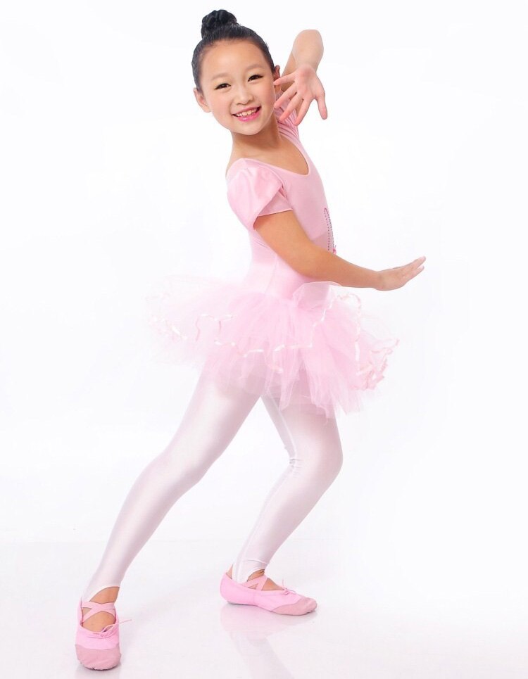 Meisje Dans Korte Mouwen Kinderen Ballet Jurk Parel Bloem Dans Turnpakje Meisje Ballerina Kostuum Ballet Tutu Kids Meisjes Kleding