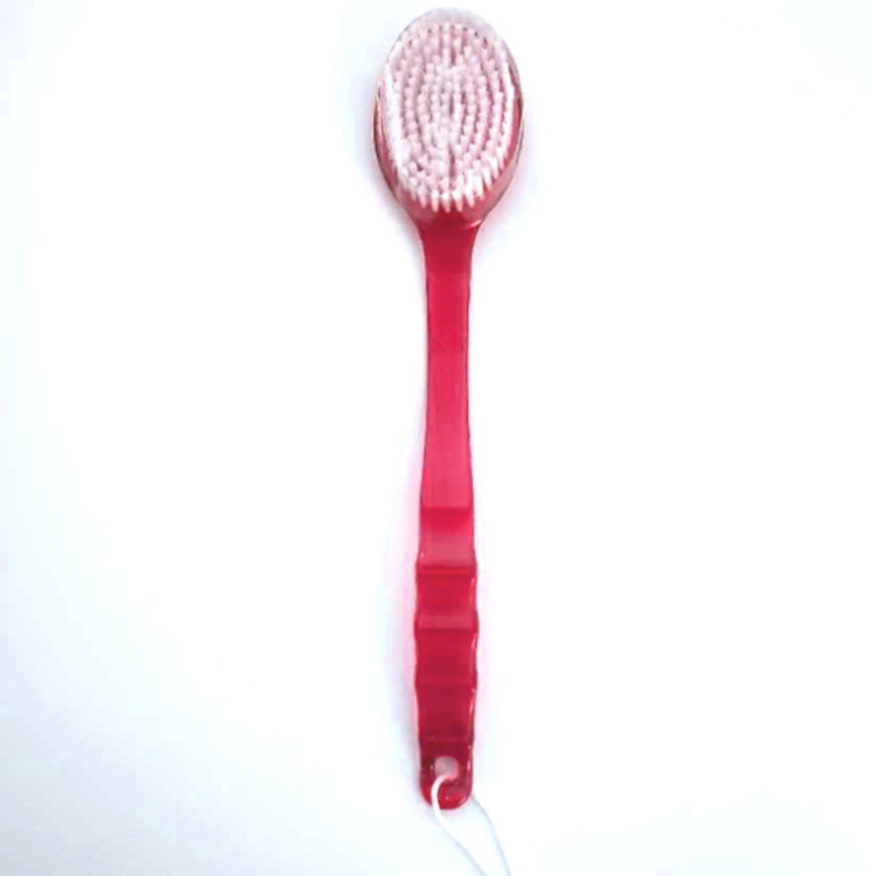 Lang håndteret plast bad bruser tilbage børste skrubber hud rengøring børster krop til badeværelse tilbehør rengøringsværktøj: Rød
