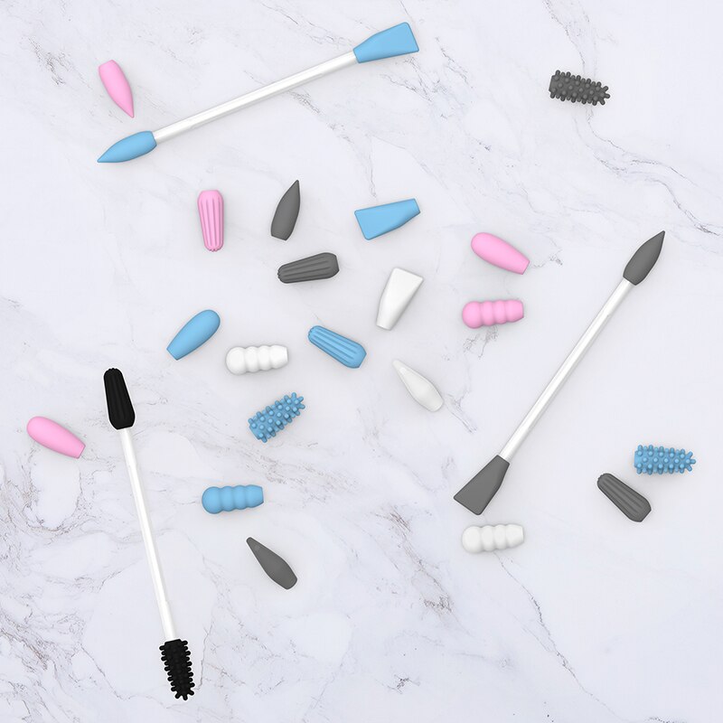 2Pcs/box Reusable Cotton Swab Ear Cleaning Cosmetic Silicone Buds Swabs Sticks For Cleaning Makeup