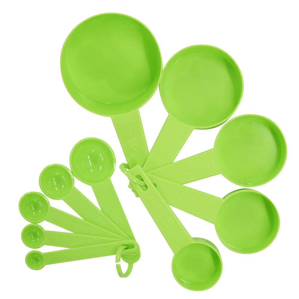 10 Uds 7 Color tazas de medir y cuchara medidora tipo pala mango de silicona herramienta de medición para cocina