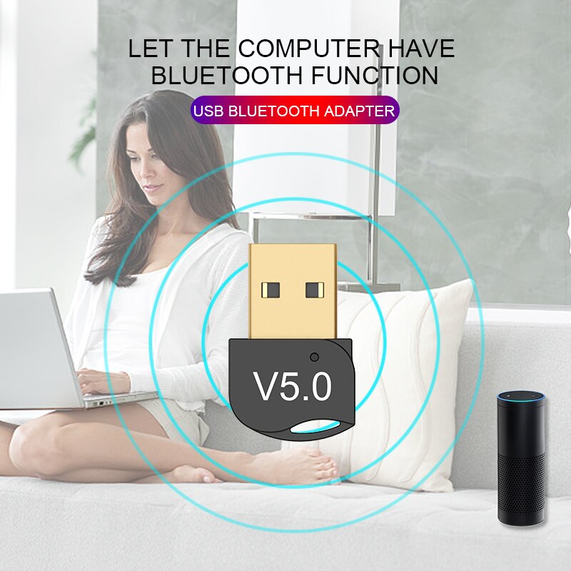 Adaptateur Dongle USB sans fil Bluetooth 5.0, pour ordinateur PC, transmetteur récepteur de musique