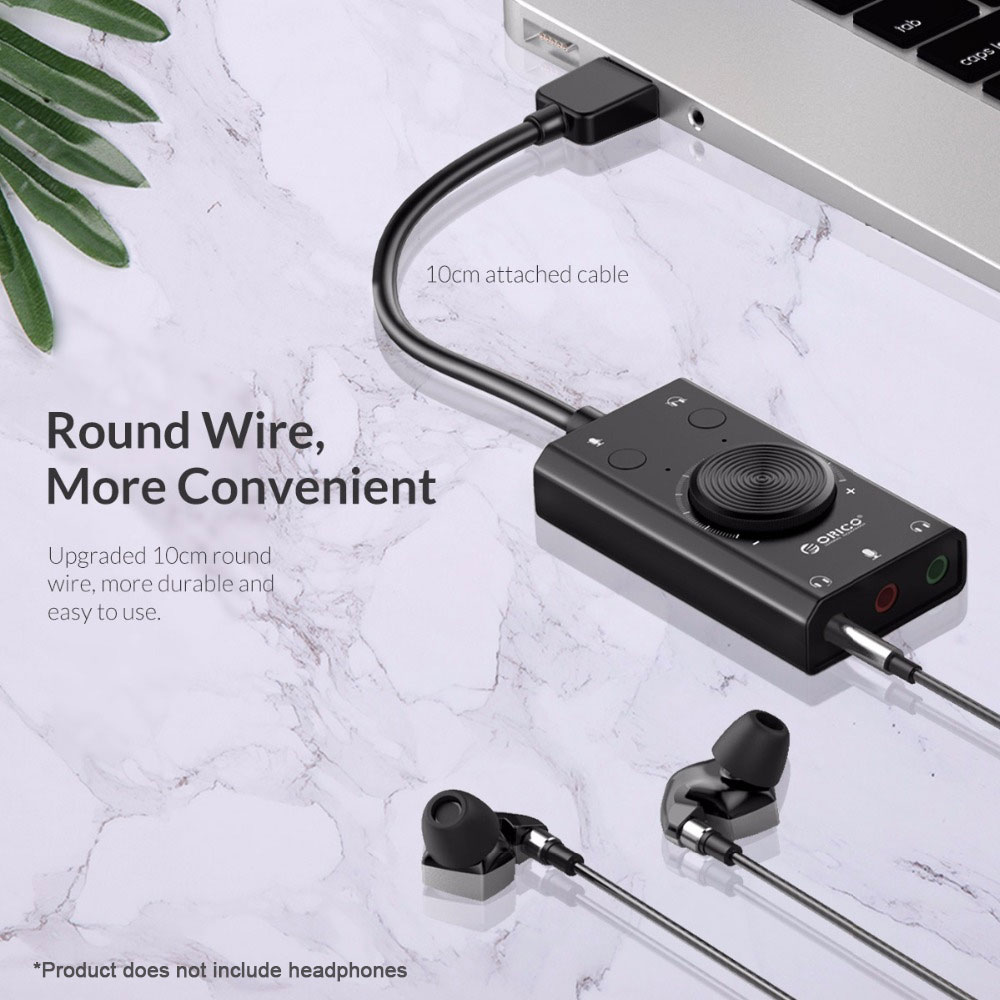 Willkey Portable USB External Sound Card Microphone Earphone 2 In 1 With 3 Port Output Volume Adjustable For Windows Mac Linux