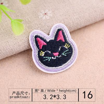 Borduurwerk Kat Hoofd Patch Baby Kleding Patch Rugzak Decoratie Kleine Applique Kleine Ijzer Op Patch: 16