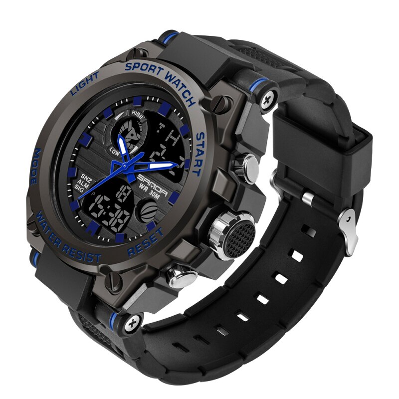 Reloj Digital SANDA estilo G para hombre, relojes deportivos militares con fecha, reloj de pulsera electrónico resistente al agua, reloj para hombre Orologio da uomo 739: Azul