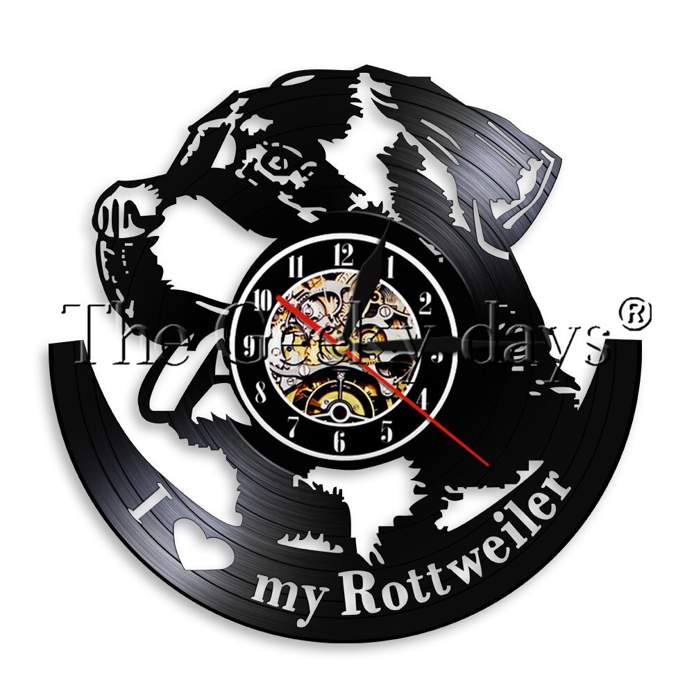1 stk jeg elsker min rottweiler sort hængende vægur loyalitet rottweiler kæledyrshvalp moderne vægur hund hobby bedste: Ingen led