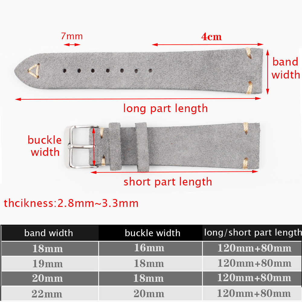Suede horlogebanden bandjes handgemaakt voor mannen 18mm 19mm 20mm 21mm 22mm lederen horlogeband bruin Quick Release polsband