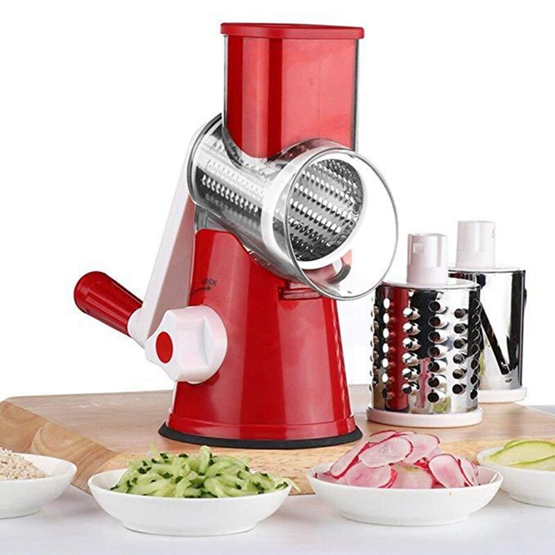 Multifunctionele Handleiding Plantaardige Spiral Slicer Chopper Slicer Kaas Rasp Groentesnijder Keuken Gereedschap: Red