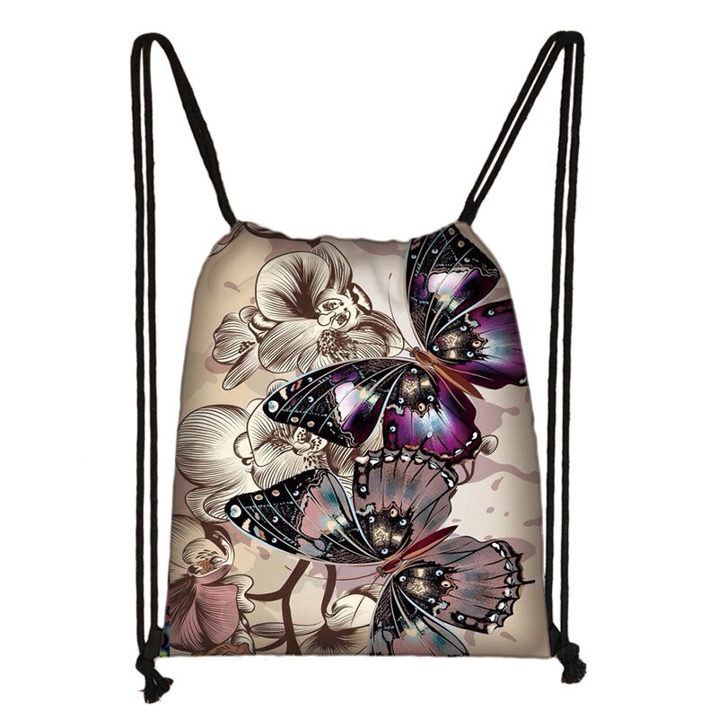 Beautiful Butterfly Women Drawstring Bag Men Storage Bag Teenager Boy Casual Backpack Travel Bags Bookbag Sack Bag: skdhd04