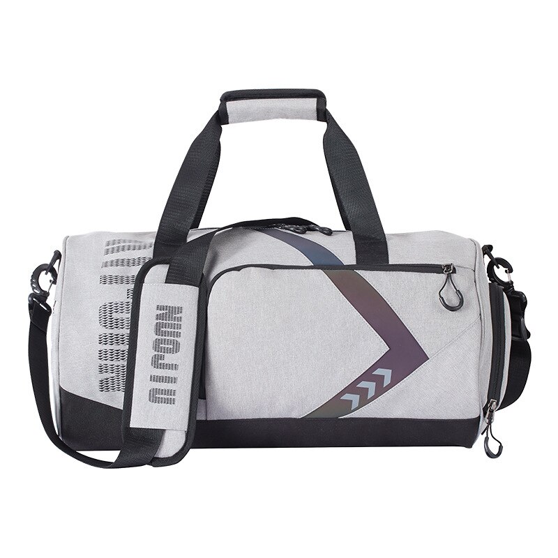 Round Bag Gym Bag Men's Sports Separate Shoes Female Wet And Dry Separation Short Trip Luggage Bag Travel Bag: Light Grey