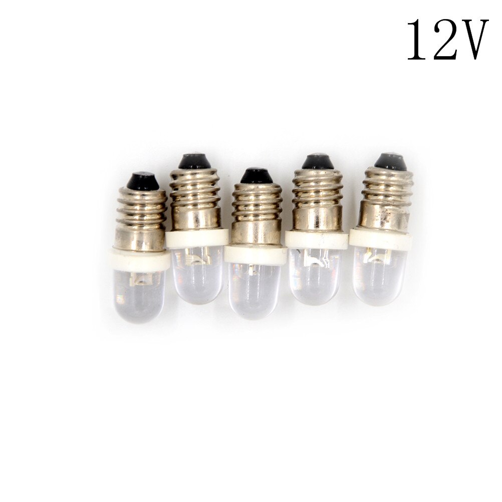 5pcs Low Power Light Bulb Consumption E10 LED Screw Base Indicator Bulb Cold White 6V/12V/24V DC: 12V Warm White